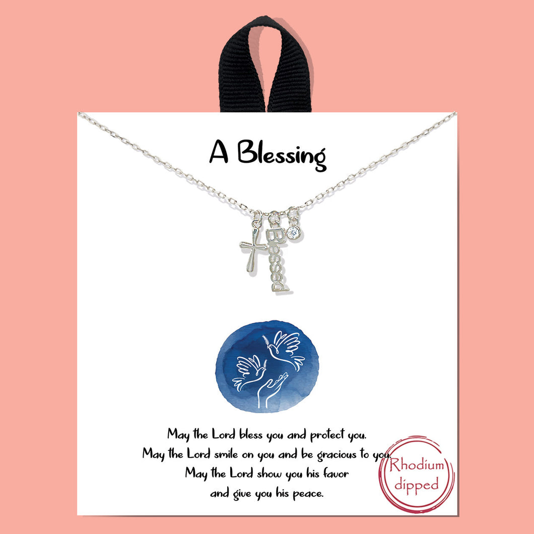 A Blessing Silver Inspirational Necklace on Gift Card