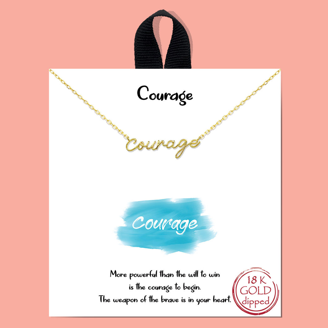 Courage Gold Inspirational Necklace on Gift Card