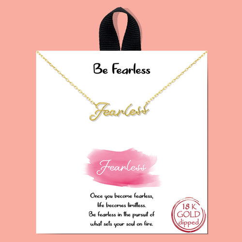 Be Fearless Gold Inspirational Necklace on Gift Card