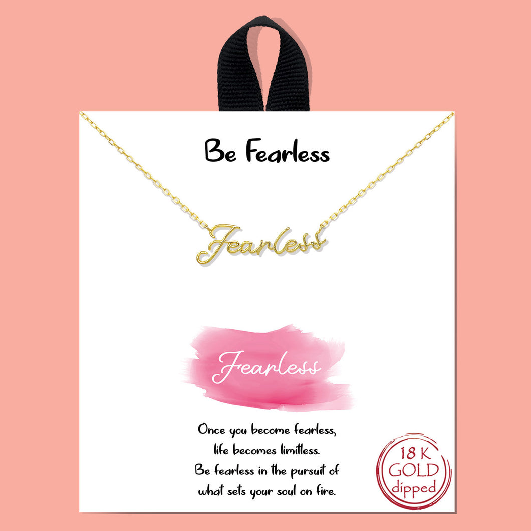 Be Fearless Gold Inspirational Necklace on Gift Card