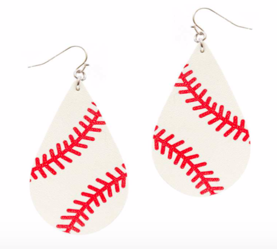 Baseball Leather Sport Earrings (Drop)