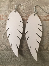 IVORY FAUX LEATHER FEATHER EARRINGS