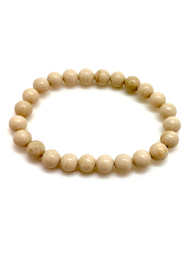 Genuine Stone Bracelet 8mm Bead Size - Fossil