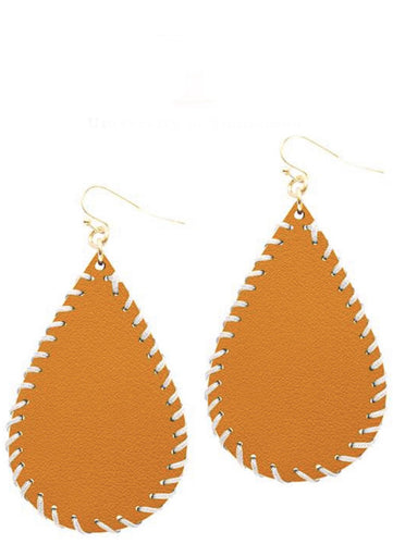 College Football Leather Sport Earrings (drop) Orange and White