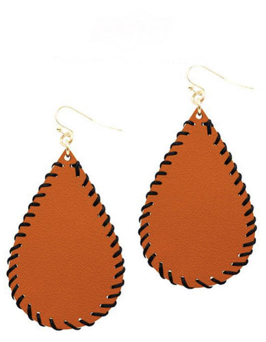 College Football Leather Sport Earrings (drop) Orange and Black