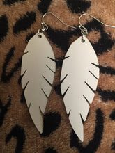 IVORY FAUX LEATHER FEATHER EARRINGS