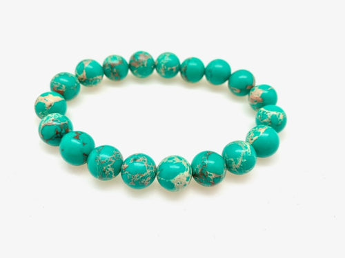 Genuine Stone Bracelet with 8 and 10mm Bead Sizes - Green Emperor