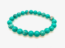 Genuine Stone Bracelet with 8 and 10mm Bead Sizes - Green Emperor