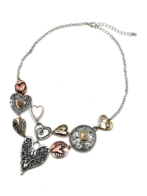 Multi Metal Heart Necklace