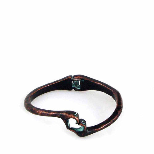 Unique Patina Hands Heart hinge bracelet