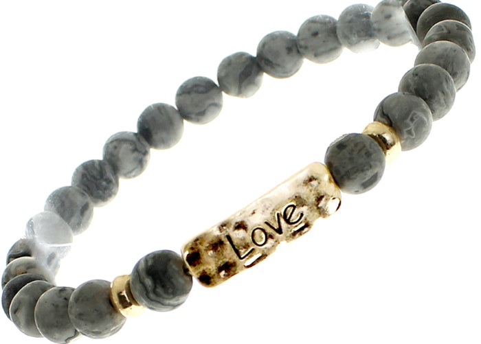 LOVE Natural Stone Inspirational Bracelet Larvikite