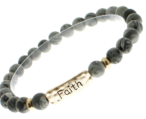 FAITH Natural Stone Inspirational Bracelet Larvikite