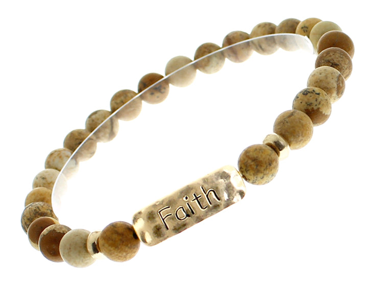 FAITH Natural Stone Inspirational Bracelet Picture Jasper