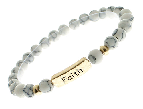 FAITH Natural Stone Inspirational Bracelet White Howlite