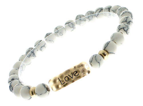 LOVE Natural Stone Inspirational Bracelet - White Howlite