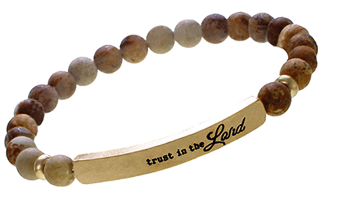 TRUST IN THE LORD Natural Stone Inspirational Bracelet Picture Jasper