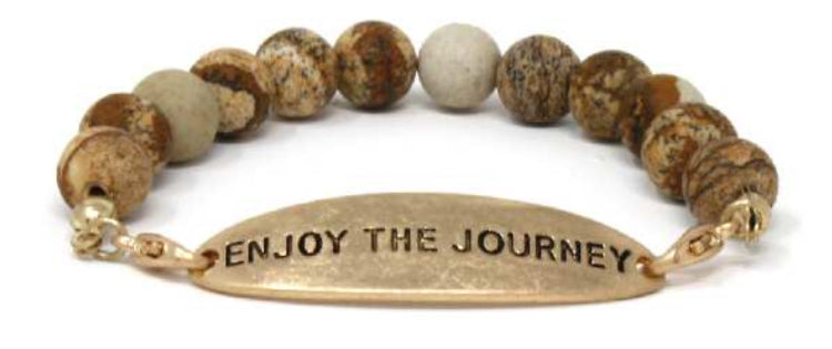 ENJOY THE JOURNEY - Natural Stone Inspirational Bracelet Picture Jasper