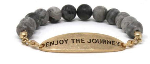 ENJOY THE JOURNEY - Natural Stone Inspirational Bracelet Larvikite