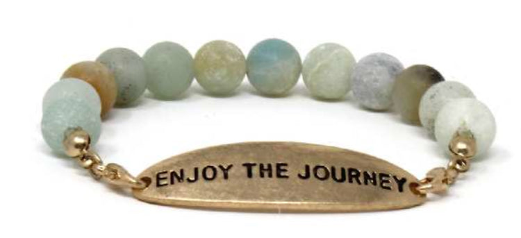 ENJOY THE JOURNEY - Natural Stone Inspirational Bracelet Amazonite