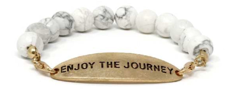 ENJOY THE JOURNEY - Natural Stone Inspirational Bracelet White Howlite