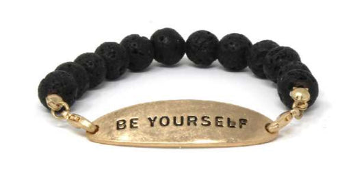 BE YOURSELF - Natural Stone Inspirational Bracelet Onyx