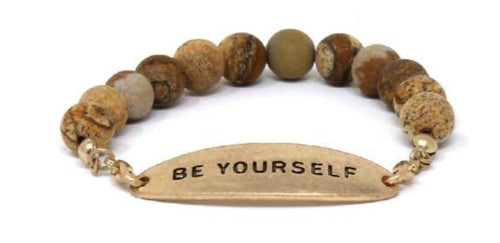 BE YOURSELF - Natural Stone Inspirational Bracelet Picture Jasper