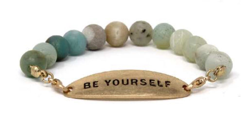 BE YOURSELF - Natural Stone Inspirational Bracelet Amazonite