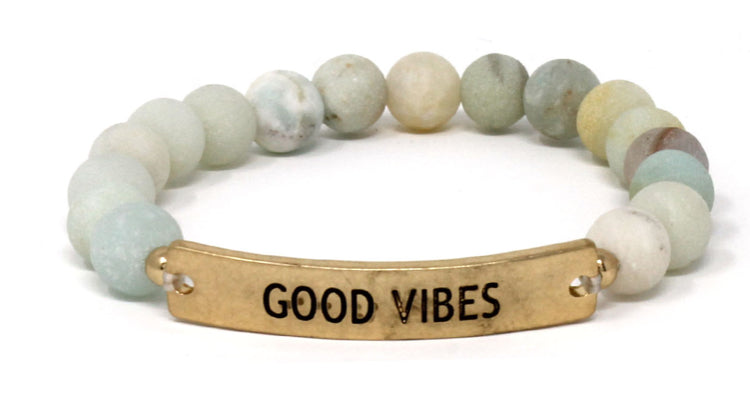 GOOD VIBES - Natural Stone Inspirational Bracelet Amazonite