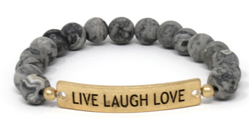 LIVE LAUGH LOVE - Natural Stone Inspirational Bracelet Larvikite