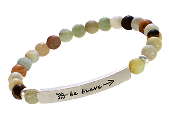 BE BRAVE - Natural Stone Inspirational Bracelet Amazonite