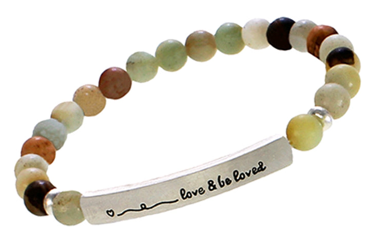 LOVE & BE LOVED - Natural Stone Inspirational Bracelet Amazonite