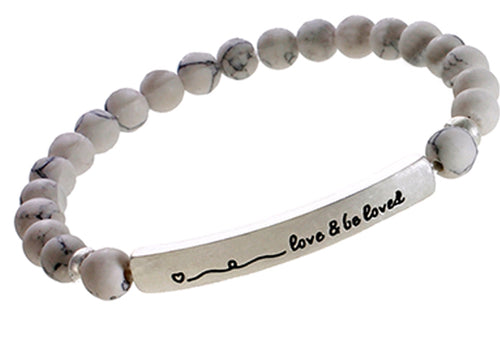 LOVE & BE LOVED - Natural Stone Inspirational Bracelet White Howlite