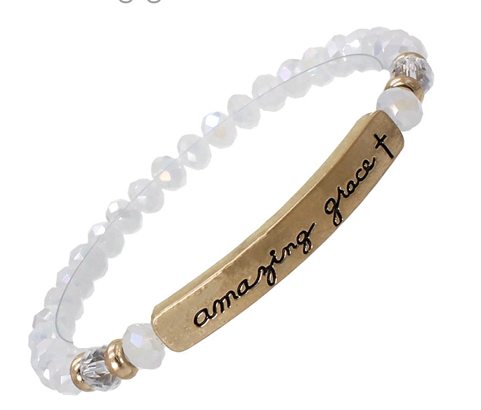 AMAZING GRACE - Inspirational Bracelet White crystal