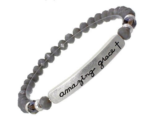 AMAZING GRACE - Crystal Inspirational Bracelet - Gray