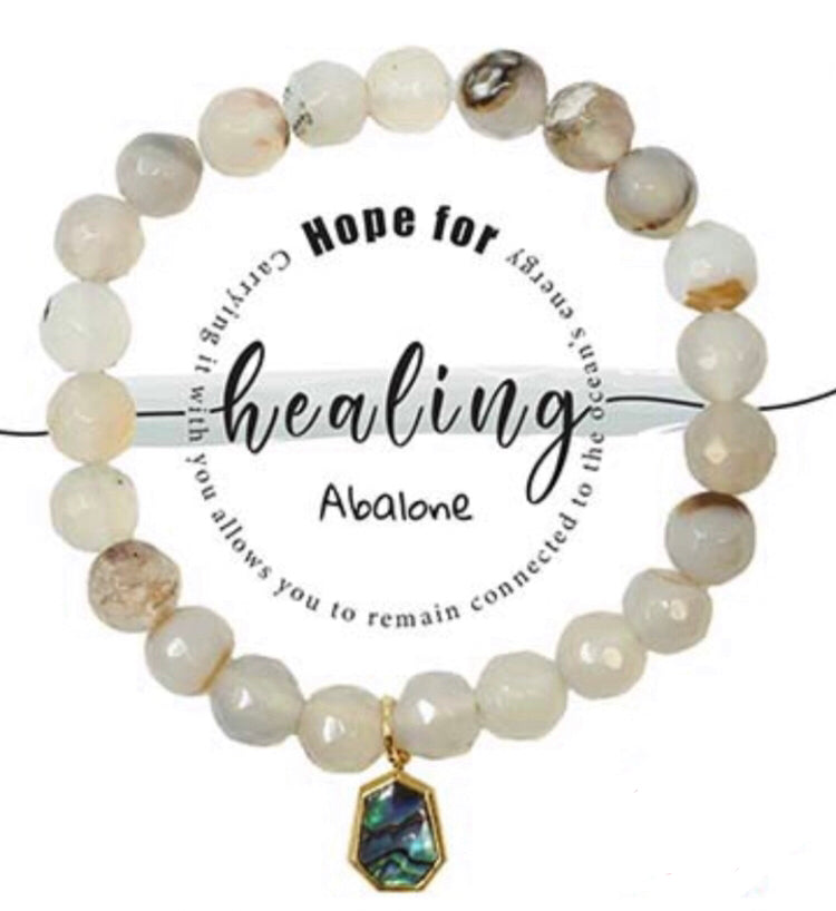 Abalone Healing Charm Semi-Precious Stone Stretch Inspirational Bracelet