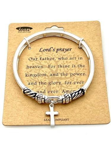 Lord's Prayer Silver Stretch Inspirational Charm bracelet