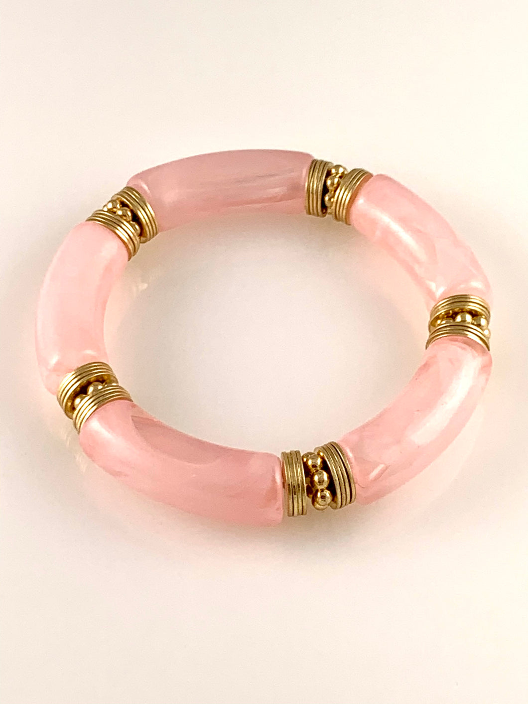 Marbled beaded stretch bracelet - Light Pink