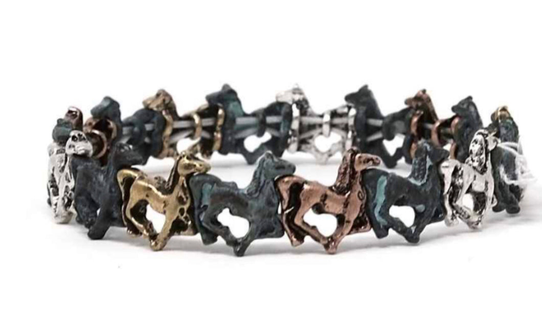 Patina Stretch Bracelet Line of Horses