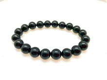 Genuine Stone Bracelet with 8 and 10mm Bead Sizes - Shiny Black Agate