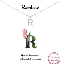 R for Rainbow - Initial Charm Necklace in Silver or Gold
