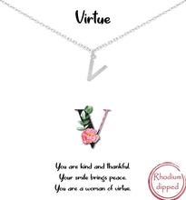 V for Virtue- Initial Charm Necklace in Silver or Gold
