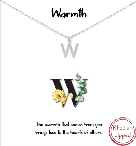 Silver Initial Charm Necklace - W for Warmth