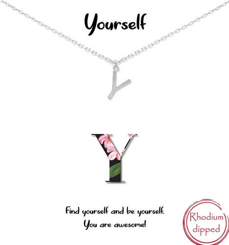 Silver Initial Charm Necklace - Y for Yourself