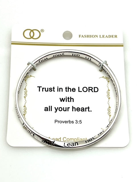 Trust in the Lord Silver bangle Inspirational bracelet