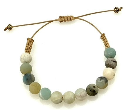 Adjustable Stone Bracelet with 10mm Bead Size - Amazonite