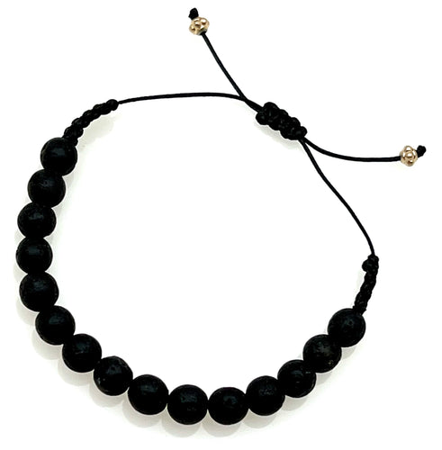 Adjustable Stone Bracelet with 10mm Bead Size - Black Lava