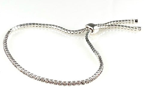 Silver Adjustable Bracelet with Crystals