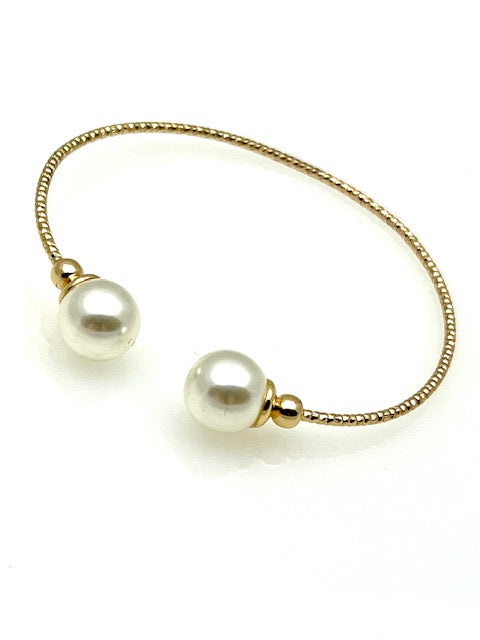 Gold Cuff Wire Bracelet with Pearls