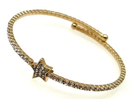 Gold Wrap Star Bracelet with Crystals