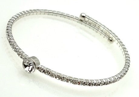 Silver Wrap Bracelet with Crystals and Stone pendant